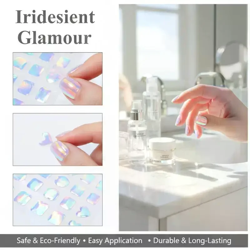 Aurora Glass Nail Foil Sticker 6 11 Sheets Iridescent Broken Glass Paper for DIY Manicure Art Reflective Ice Cube Effect Decor
