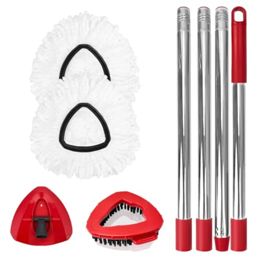 

Spin Mop Replacement Set for O-Ceda EasyWring 1-Tank System, Includes 2 Mop Head Replacement, 1 Mop Handle 30-58in Adjustable 4
