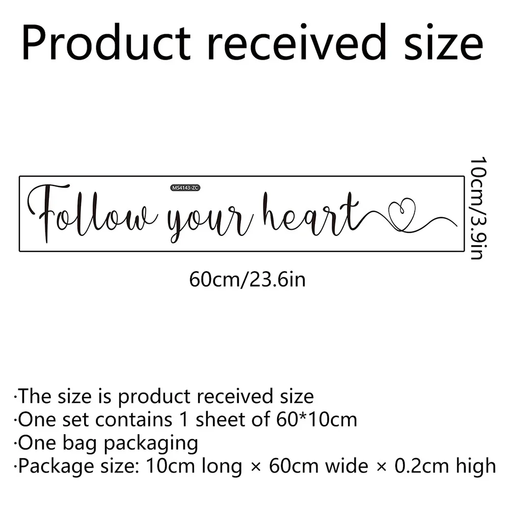 Wall Sticker Sticker PVC Text Follow 60cm*10cm Background Sticker Decorative For Clean Smooth Walls High Quality