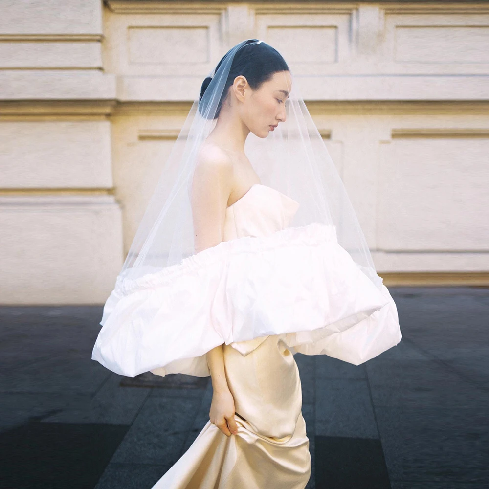 Simple One Layer Wedding Veil Without Comb 2 Meters Long Soft Tulle Elegant Bridal Veil Romantic Wedding Accessories TSWD753