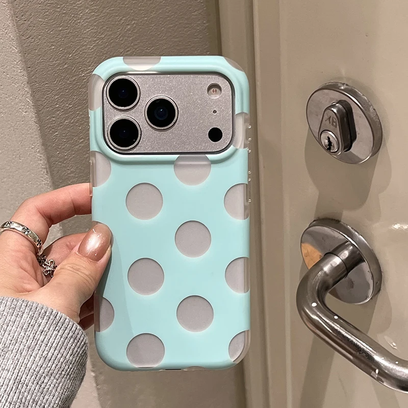 Fundas de Teléfono con Diseño de Puntos para iPhone 15 16 17 Pro Max, Funda 13 14 Pro, Carcasa Rígida IMD TPU a Prueba d