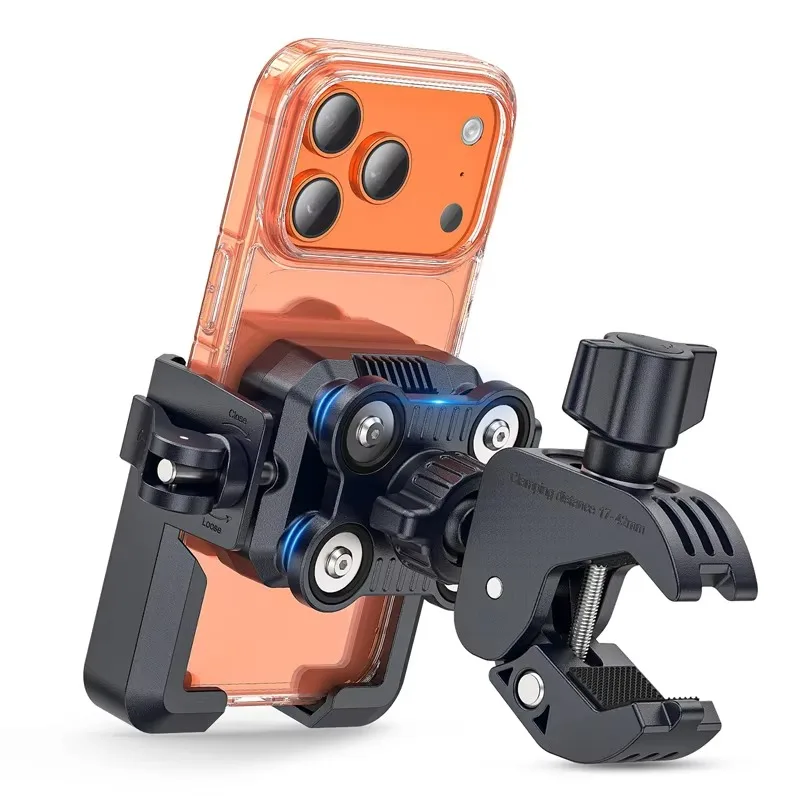 Soporte Antivibración para Teléfono de Motocicleta, Compatible con Cámaras, Soporte para Manillar de Bicicleta con Bloqueo Segur