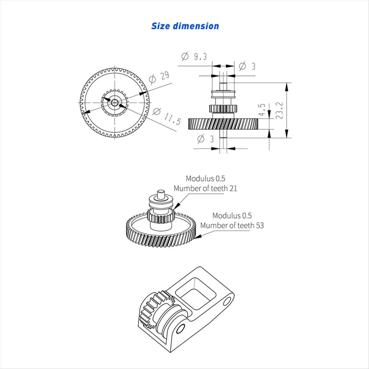 Upgrade Hardened Steel Extruder Gear Assembly for P1S P1P X1 Carbon X1C 3D Printer Accessories Yellow+Black-A20R