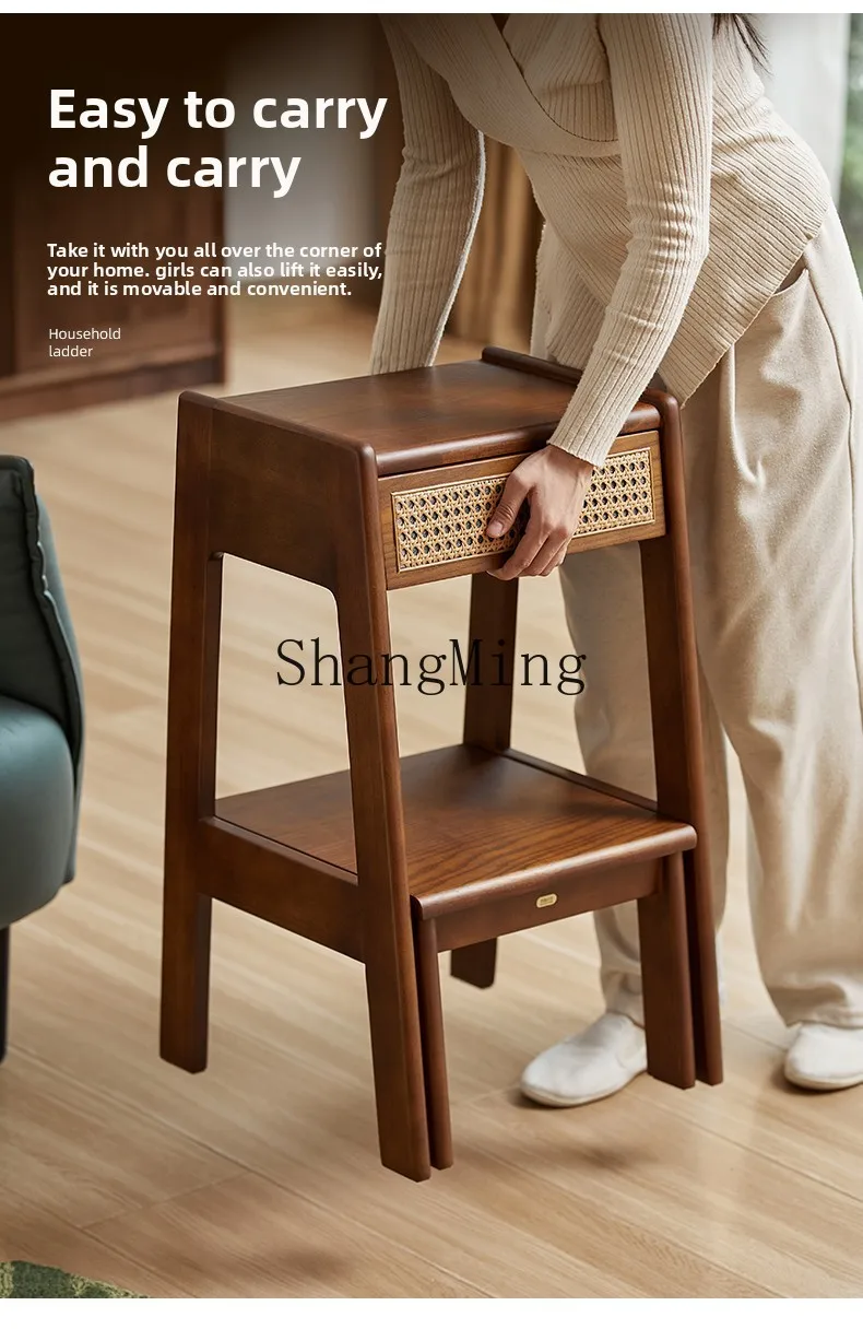 

ZYYsolid wood stool household creative multi-functional shoe stool dual-purpose kitchen living room two-step ladder