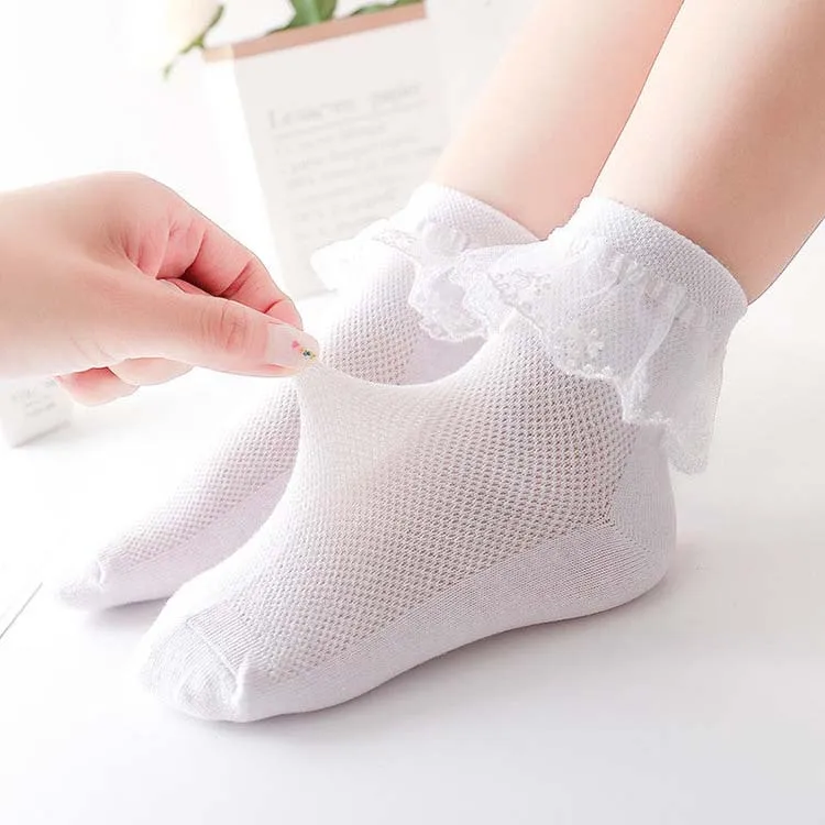 Princess lace socks for kids girls white lace Latin Dance Dance Socks for Baby school uniforms choir short socks