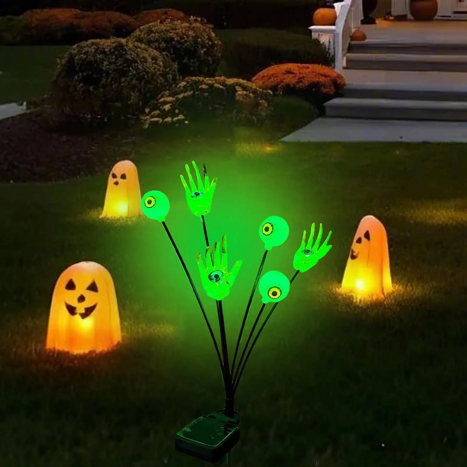 

Ручные фонари, скелет, руки, глазное яблоко, солнечные водонепроницаемые жуткие украшения для Хэллоуина, сада, кладки, дорожки, патио