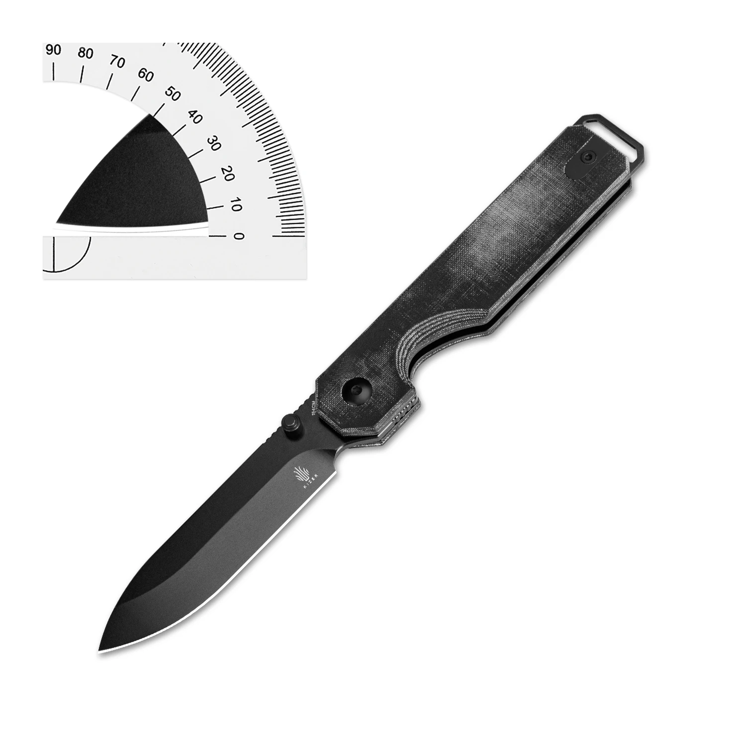 Kizer Pocket EDC Knife KUH V3649C1 2023 New Black Micarta Handle 154CM Steel Blade Outdoor Hunting Knife