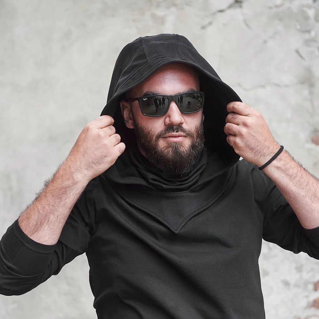 Máscara de Assassin Medieval gótica, bufanda con capucha, disfraz de Assassin, sombrero de capa Unisex para Cosplay y uso diario al aire libre,