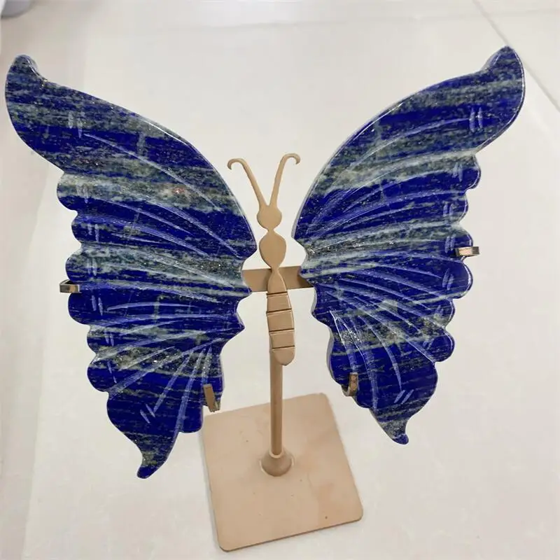 Natural Lapis Lazuli Butterfly Wing Crystal Carving Healing Fengshui Crafts For Home Decoration Festival Gift 1pair