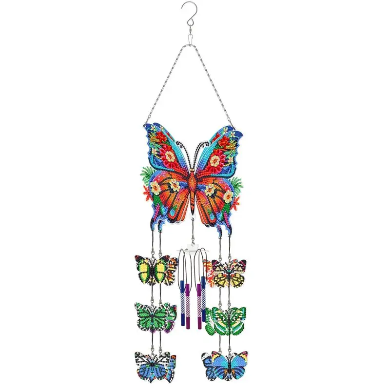 

A67P-DIY Dotted Art Painting Wind Chime Kit, Three-Dimensional Dreamy Sun Catchers Diamonds Dot Paintings