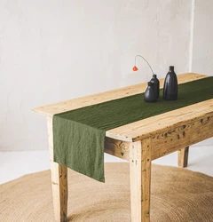 French Linen 100% Stone Wash Table Path Custom Luxury Pure Color Tea Table Runner Western Dining Table Decoration Accessories