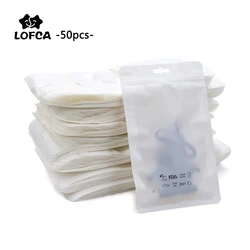 LOFCA Bộ 50 Túi Nhựa Núm Vú Giả Dây Chuyền Đóng Gói Phụ Kiện An Toàn Không Chứa BPA Logo Viền Silicone Gói Màn Hình Túi 2 Size