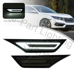 2X LED biały Porsche-Style Side obrysówka kierunkowskaz Repeater lampa kierunkowskazu migacze dla 2016-2021 10th Gen Honda Civic