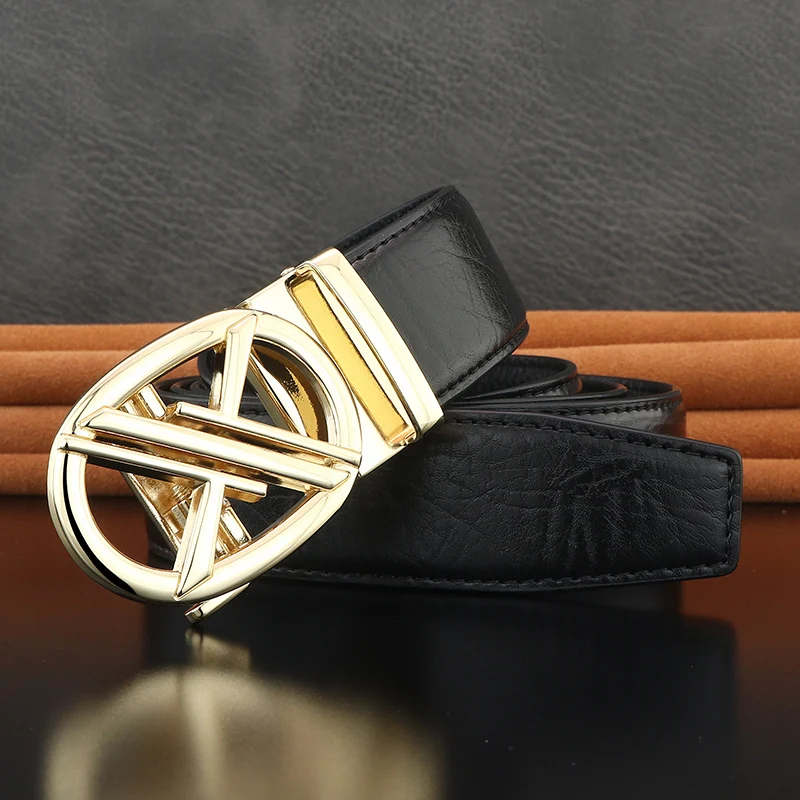 

High quality young men belts Automatic Buckle fashion genuine leather designers waist strap luxury brand business male Waistband