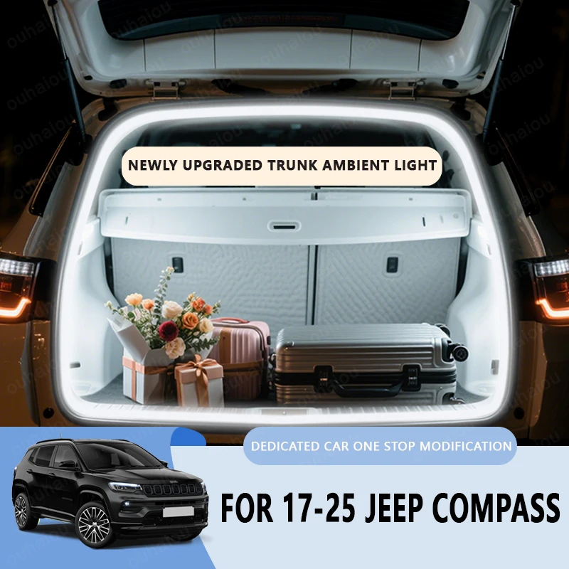 FOR 2017-2025 JEEP COMPASS Trunk Light Modification Light Atmosphere Lights White Warm White Rear Trunk LED Light Bar