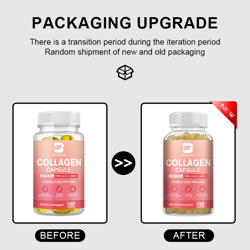 BW Collagen Capsules Hydrolyzes Protein Collagen Peptides Supplements for Skin ,Hair and Joint Health Brighten Improve Dullness