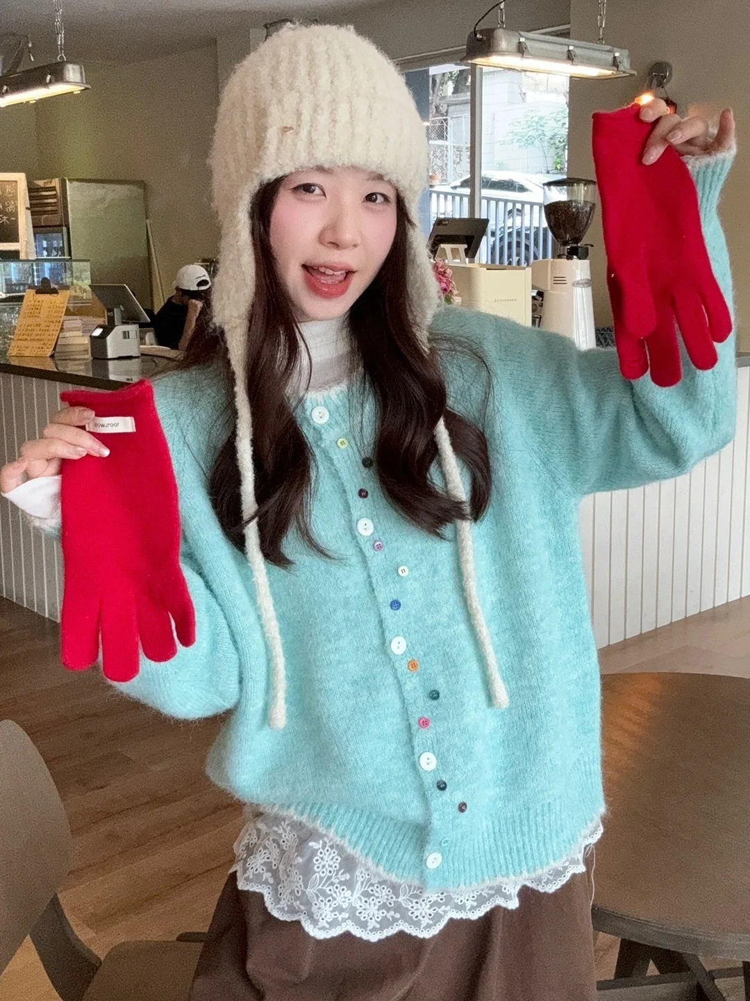 Sweet Style Long Sleeve Open Cardigan Women's Loose Fit Versatile Autumn Slimming Sweater Comfortable Medium Softness Daily Wear