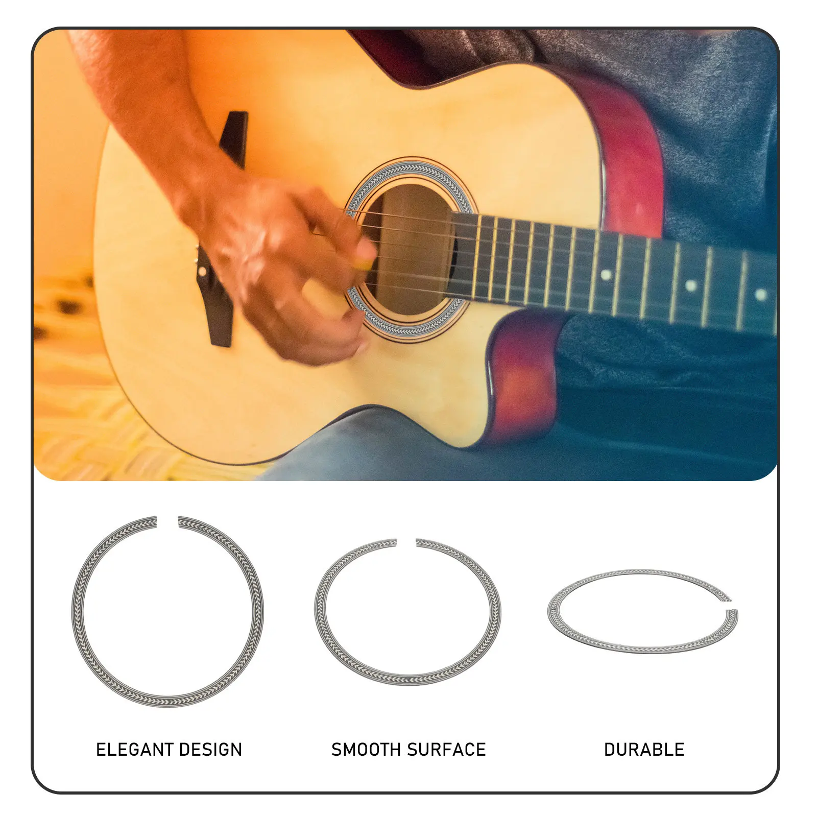 High Grade Wooden Sound Hole Rosette Sticker for Acoustic Guitar Classical Instrument Polished Surface Color Shift Effect