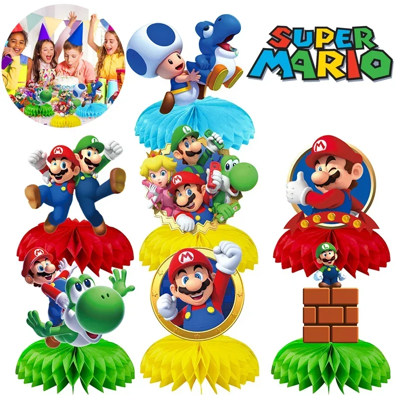 7pcs Super Mario Bros Birthday Party Ornament Anime Luigi Yoshi Action Figures Desktop Decoration for Boy Girl Party Supplies