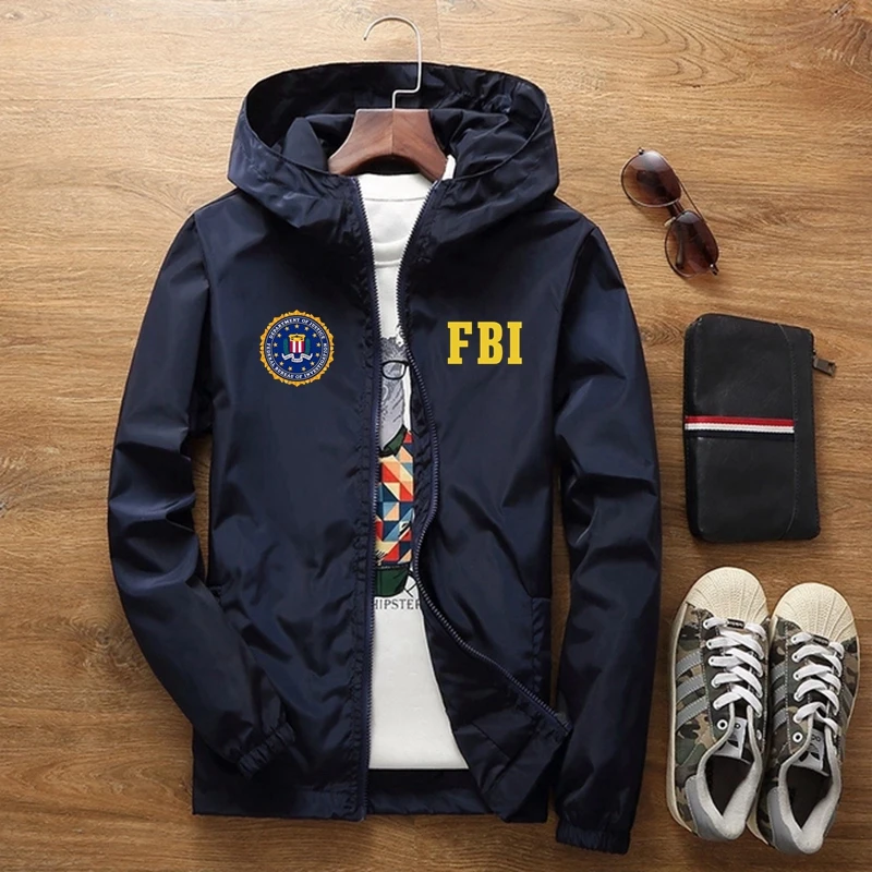 

FBI United States FBI Shield Men's Pilot Air Thick Pilot Jackets Baseball Coat Motorcycle Bomber Windbreaker Jacket Plus Size