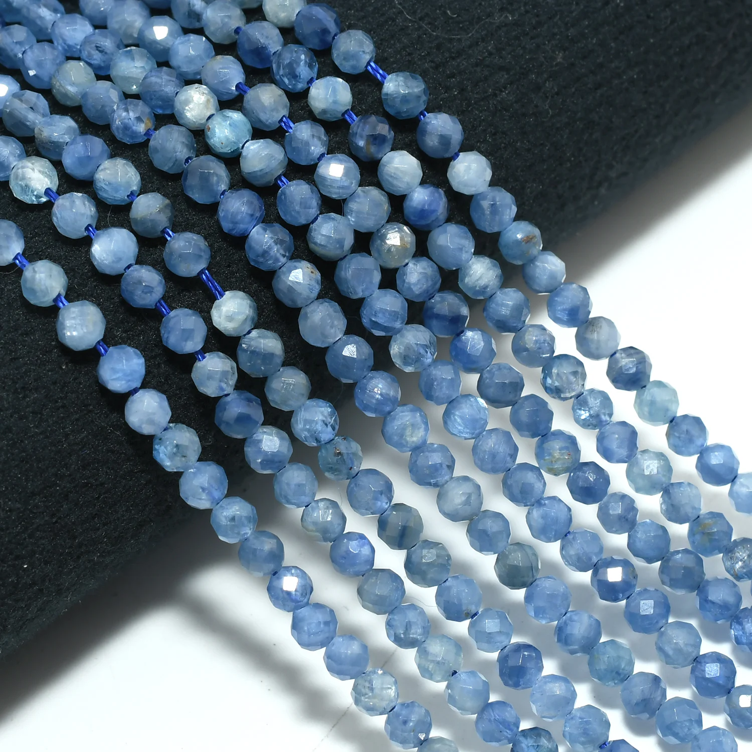 Natural Kyanite Faceted Round Beads 3mm, No Color Treatment