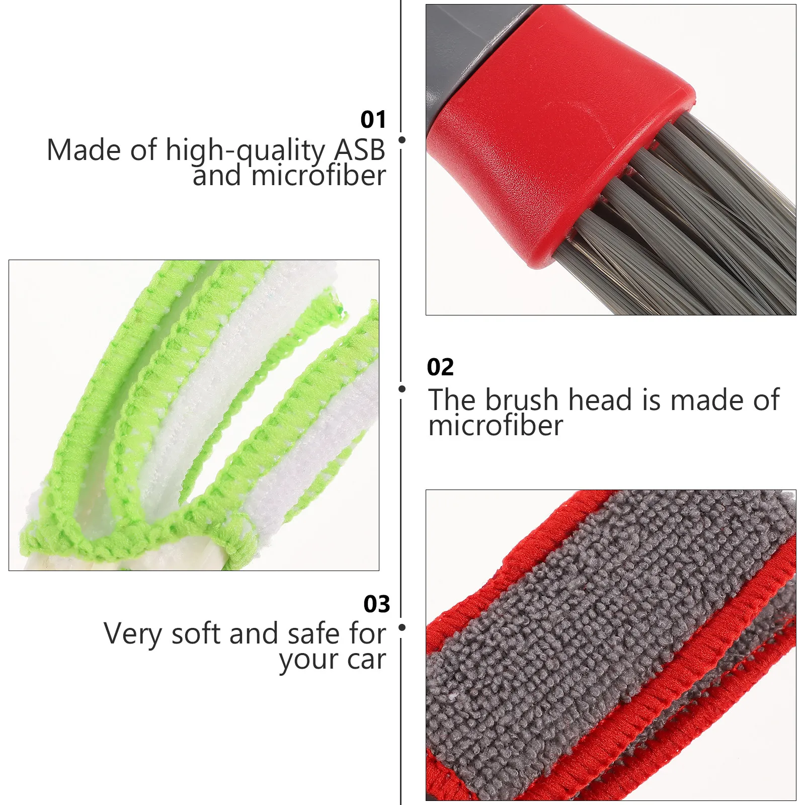 2Pcs Professional Car Detail Brush Double Headed Asb Microfiber Cleaning Tool for Conditioner Vents Computer Keyboards