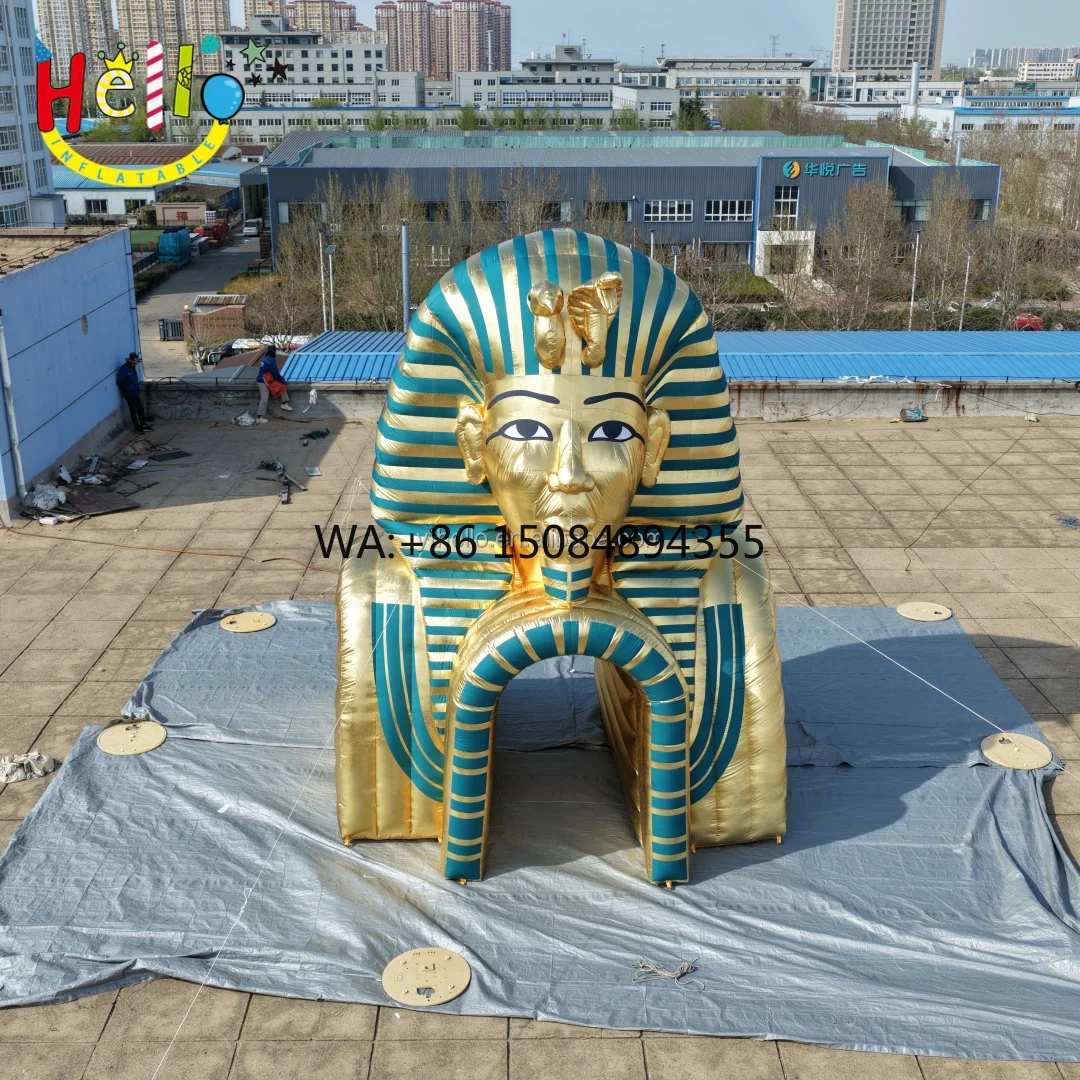 Golden Inflatable Pharaoh Tunnel Inflatable Egyptian Sphinx Cartoon Archway Tunnel