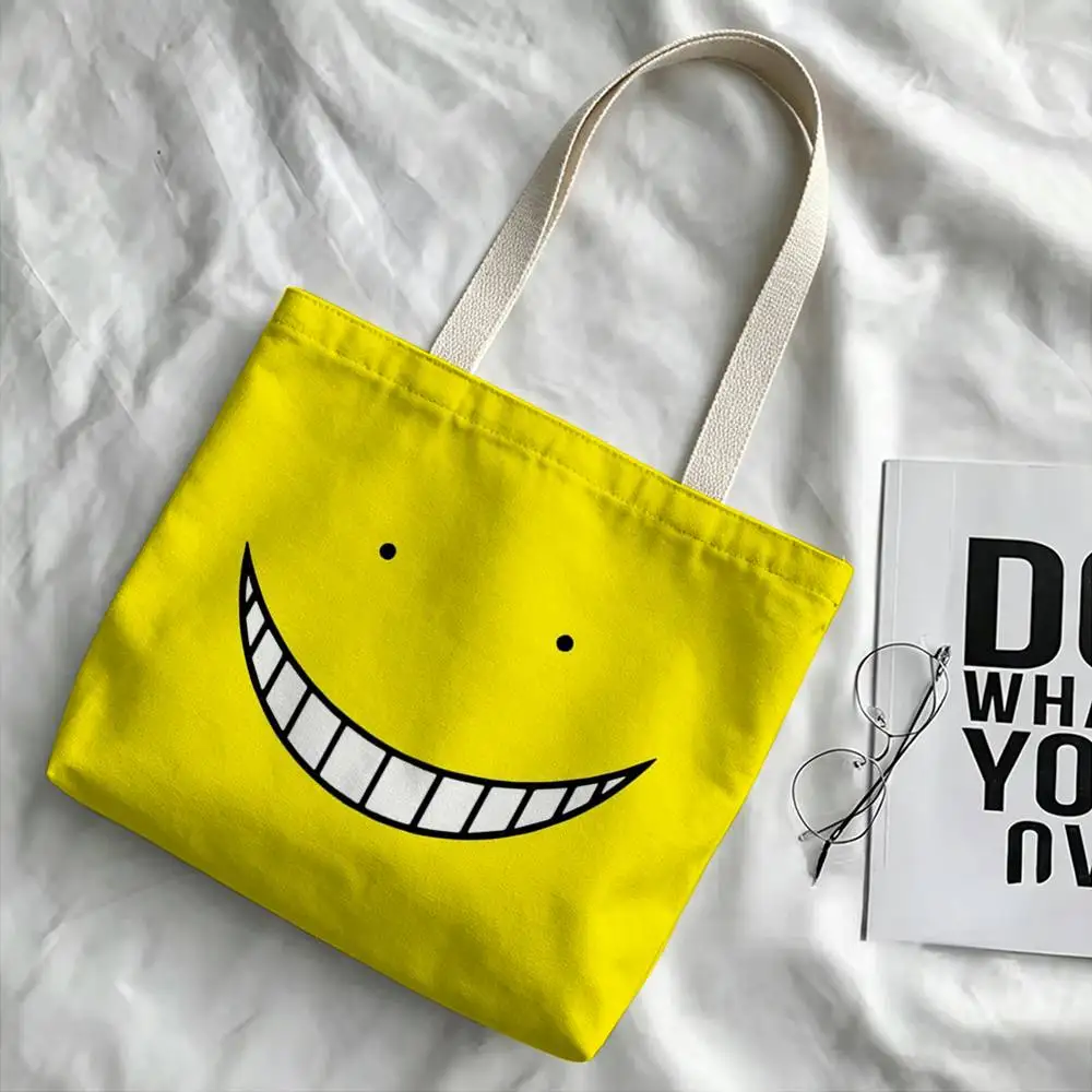 Funny K-Koro S-Sensei Face Meme Storage Bags Double-Sided Print Large Tote Bag Durable Beach Picnic Foldable Gift Eco