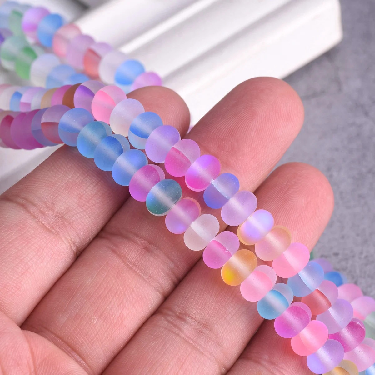 72pcs 8x5mm Rondelle Moonlight Matte Crystal Glass Loose Spacer Beads For Jewelry Making DIY Crafts Findings