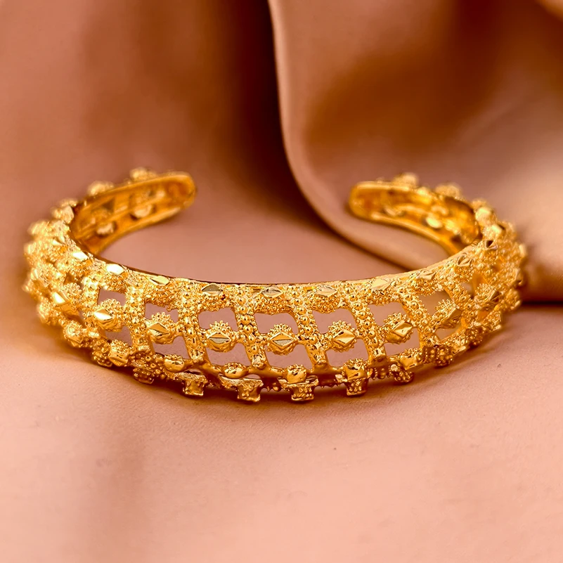 Turkish Fashion Luxury Gold Plated Bangles for Women Accept Drop Shipping Free Size