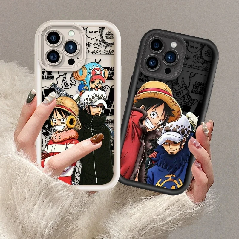 New Cartoon Luffy One Cute Silicone Case For iPhone 15 14 13 12 11 Pro Max XS XR X 7 8 Plus SE Bumper Soft Protectiou cover