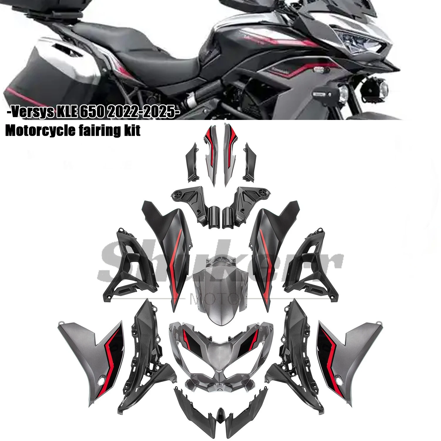 

Fit for Kawasaki Versys Kle 650 2022-2025 Motorcycle Plastic Fairing Kit Injection Mold Bodywork Panel Kit Multiple Colors
