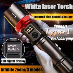 Heinast 1000LM Powerful LED Flashlight Display TYPE-C Rechargeable Light Telescopic Zoom Torch Outdoor Camping Fishing Lantern