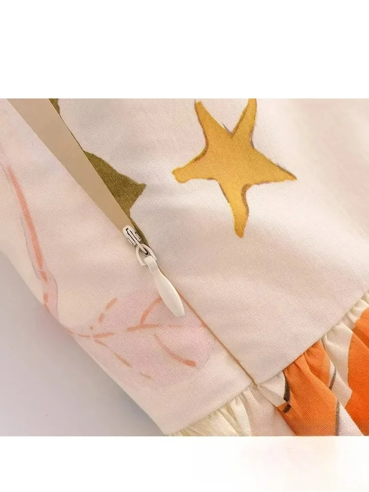 KONDALA Vintage Fiore Stampa Vestito Delle Donne Della Chiusura Lampo Cami Senza Maniche Abito di Sfera Abiti di Nuovo Modo 2024 Estate Boho Beach Dress