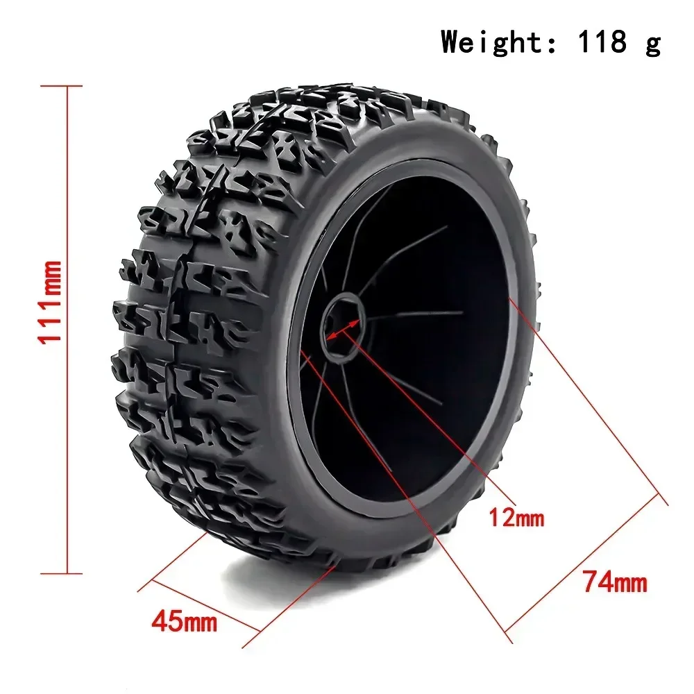 Neumáticos de camión de campo corto, rueda hexagonal de 12mm para Slash Arrma Senton HuanQi 112 Vkar 10sc Hpi Rc Car, 2 piezas, 1/10mm, 727