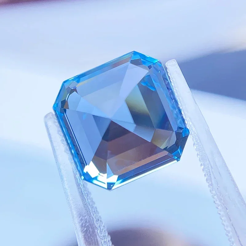 Hochwertige im Labor gezüchtete Saphire im Asscher-Schliff, Aquamarin-Farbe, VVS1-Reinheit, Charms für die Schmuckherstellung – Detail 2