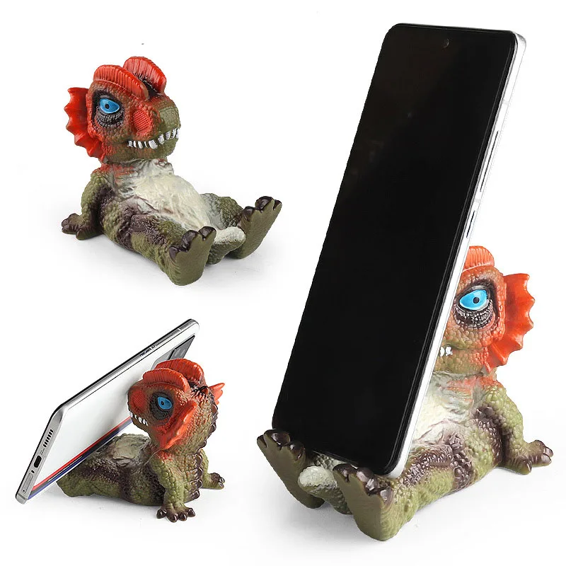 Cute Dinosaurs Figurines Phone Holder Tyrannosaurus Rex Carnotaurus Dilophosaurus Plastic Desk Decor