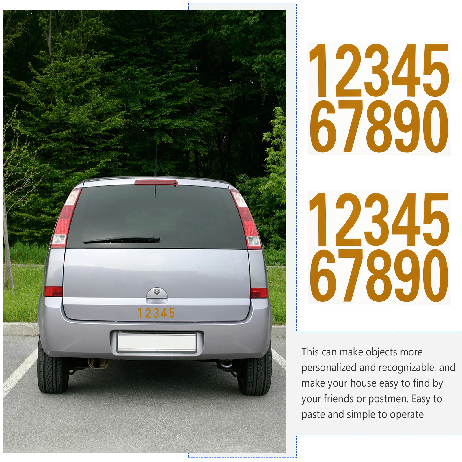 

3 Sets Mailbox Digital Reflective Stickers Numbers Decal Decals Car Door Yellow Decorative