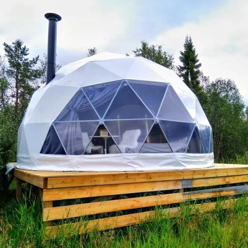 Waterproof PVC Geodome Luxury Camping Starlight Tent for Farmhouse Hotel Backyard Renovations Rural Eco Sightseeing Resorts