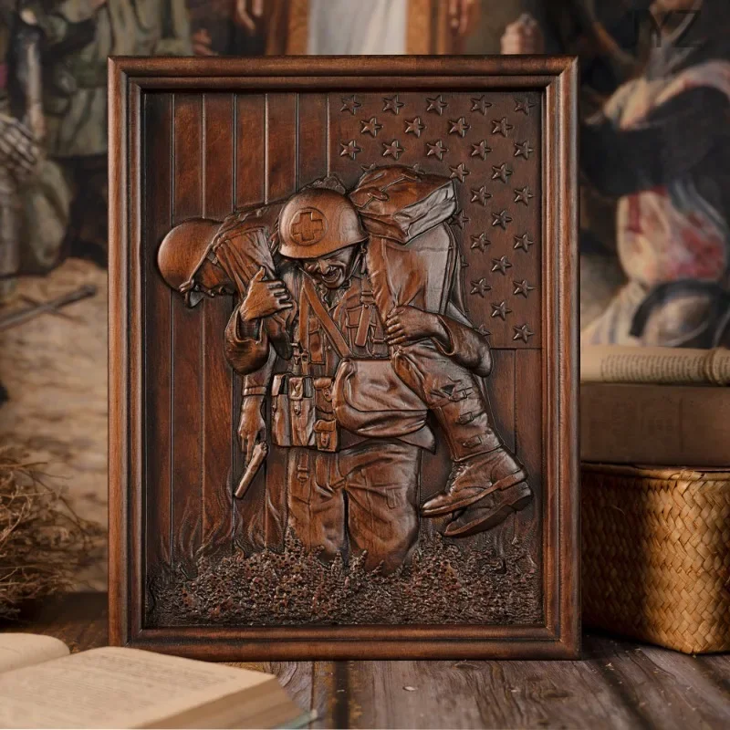 

Vintage American Vietnam War Wood Sculpture Wall Decor, Wooden Sculpture Hanging Art Work Gift