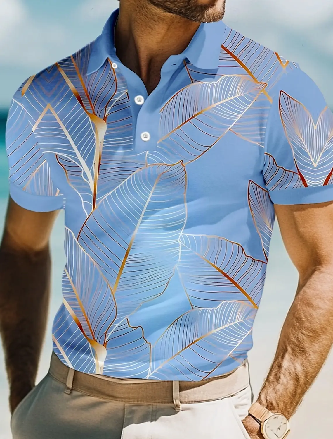 

Men's 3D Print Leaves Polo Short Sleeve Polo Shirts Collared Shirts Casual Resort School Outdoor Daily Wear Vacation Wear