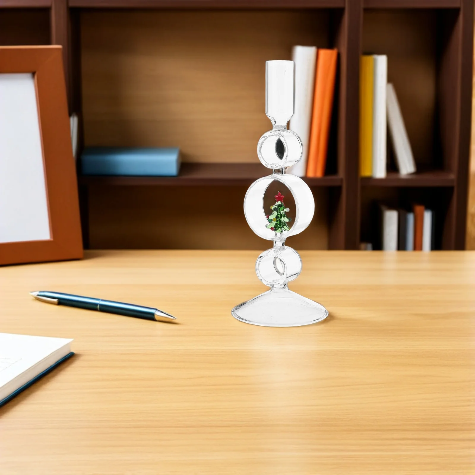 

Christmas Glass Holders 8.45x3.34x0.98in Clear Taper Candlestick Stand Holiday Dining Table Centerpiece Wedding