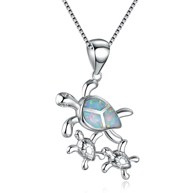 

Luxury Opal Turtle Pendant Necklace 925 Sterling Silver Fashionable Hawaiian Style Unisex Daily Accessory Party Gift Quality
