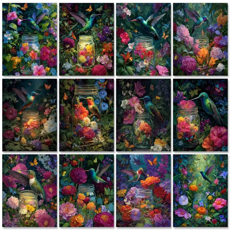 

GATYZTORY Pictures By Numbers Birds Animal DIY Painting By Numbers Flower Colorful Kit Art Drawing No Frame Wall Decor