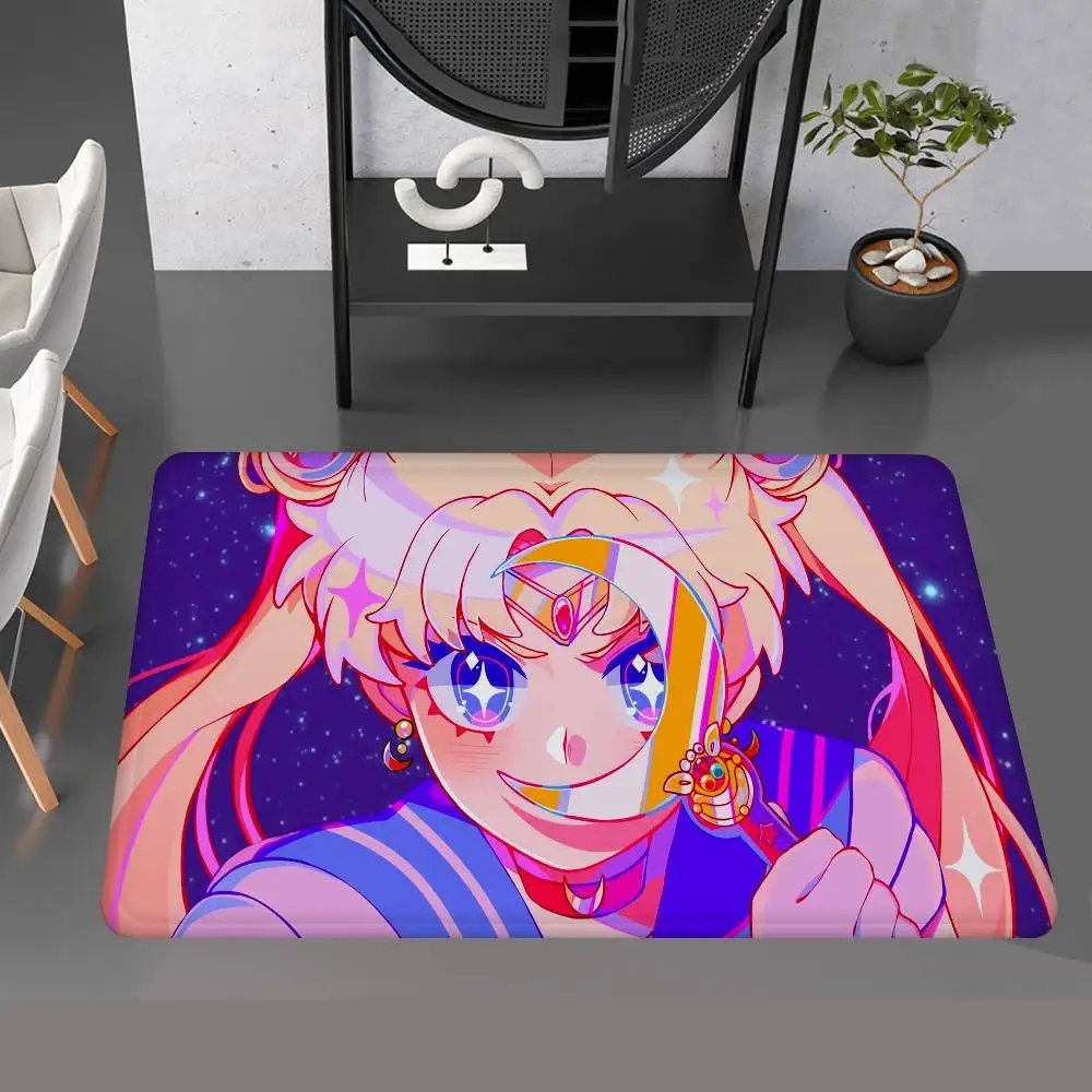 S-Sailores Cute Girl Moon Floor Mat Cheaper Anti-slip Modern Living Room Balcony Printed Bedside Mats