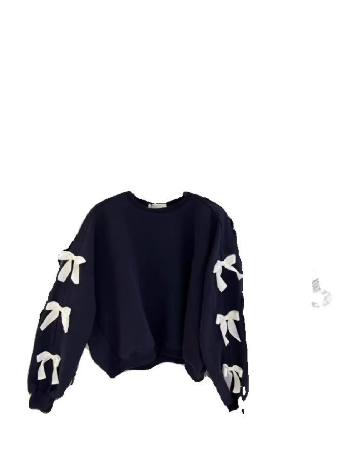 

Loose Fit round Neck Long Sleeve Sweatshirt Knot Base Layer Top for Women Autumn Winter Style Comfortable Korean Ve...