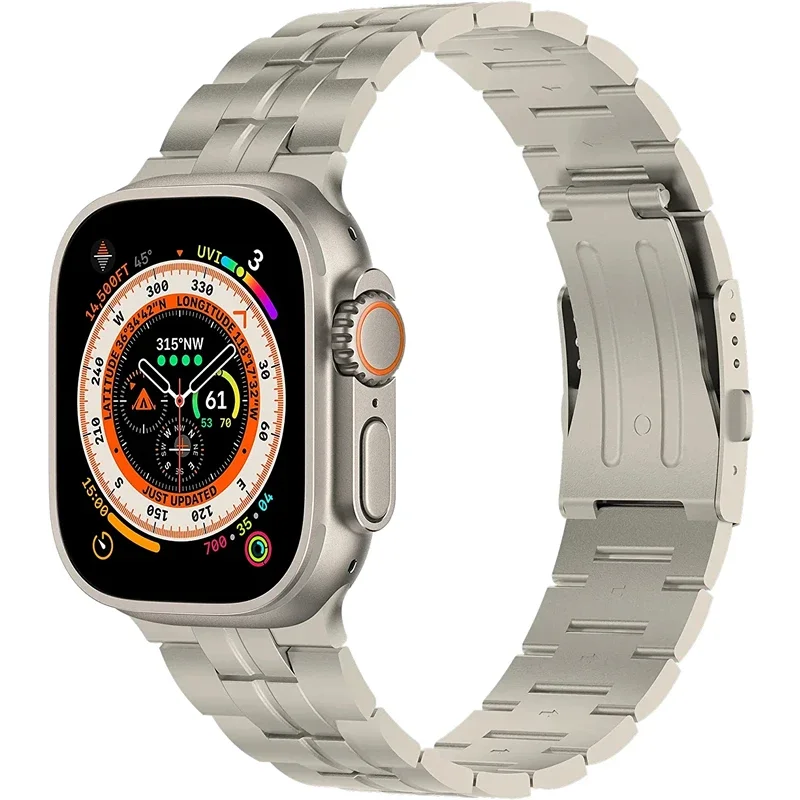 AKGLEADER Titanium watch strap for Apple Watch Ultra 1/2 49mm band Compatible with iwatch 8 7 45mm 44mm bracelet bands