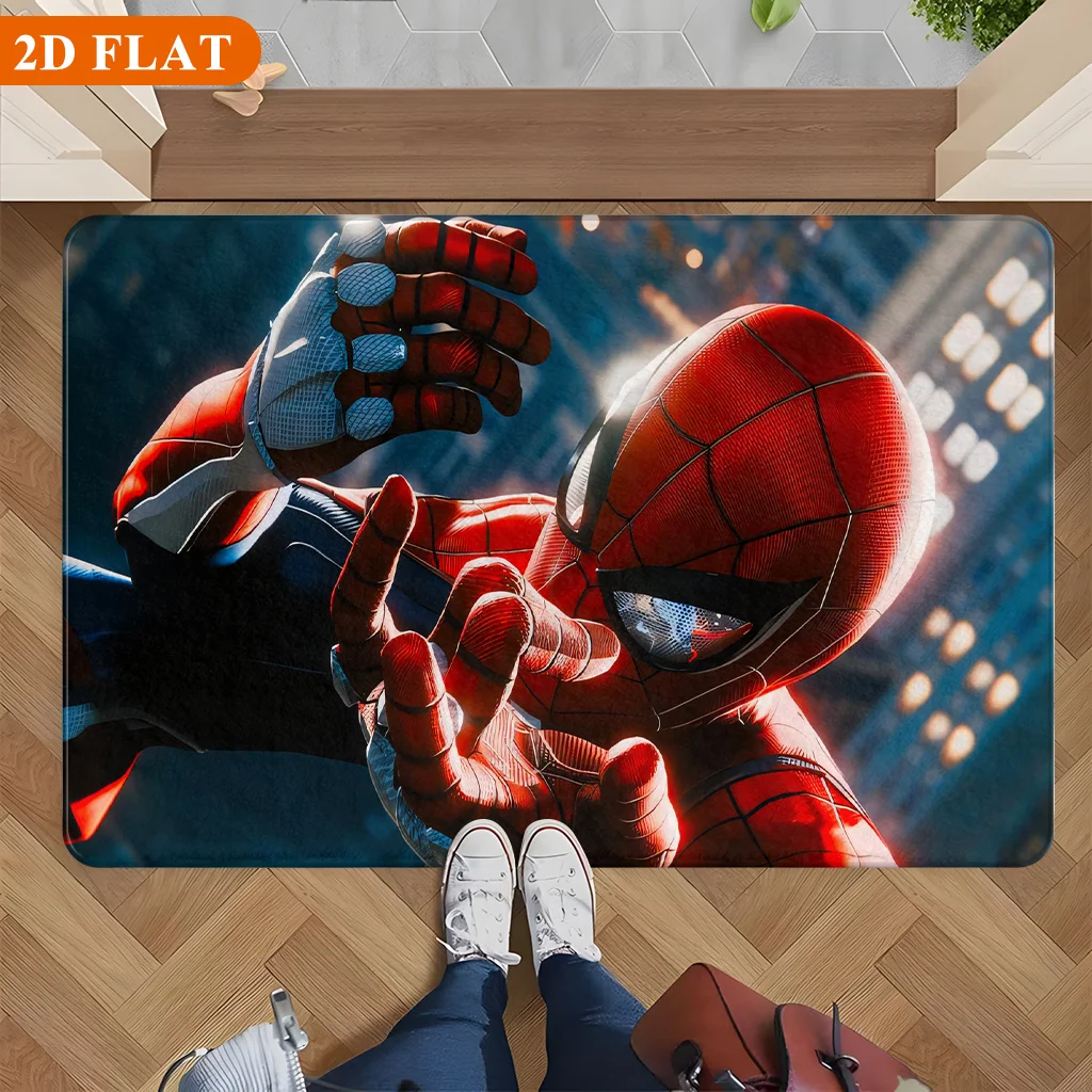 Alfombra de baño y tapete de baño con diseño de Spiderman de MARVEL, adecuado para baño, cocina, entrada de dormitorio, franela antideslizante grande con diseño de Spiderman, 1 unidad