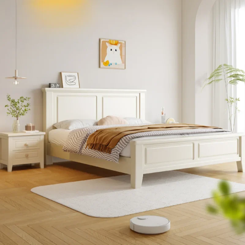 

Designer Fashionable Double Bed Storage Wedding Apartment Master Bedroom Bed Organizer Solid Wood Cama Casal Nordic Furniture