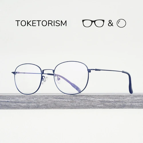Toketorism Gafas graduadas con montura pequeña para mujer, gafas ópticas de metal para miopía para hombre